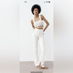 NWT ZARA High Rise Slim Flare White Jeans